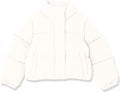 Girls Cropped Full-Zip Puffer Jacket - Warm, Water-Resistant Fit keep