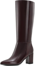 Shoe'N Tale Knee High Boots Chunky Block Heel Pointed Toe