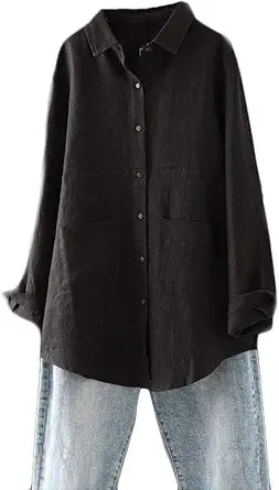 Minibee Women's Linen Shirts Button Down Long Tunic Tops Review