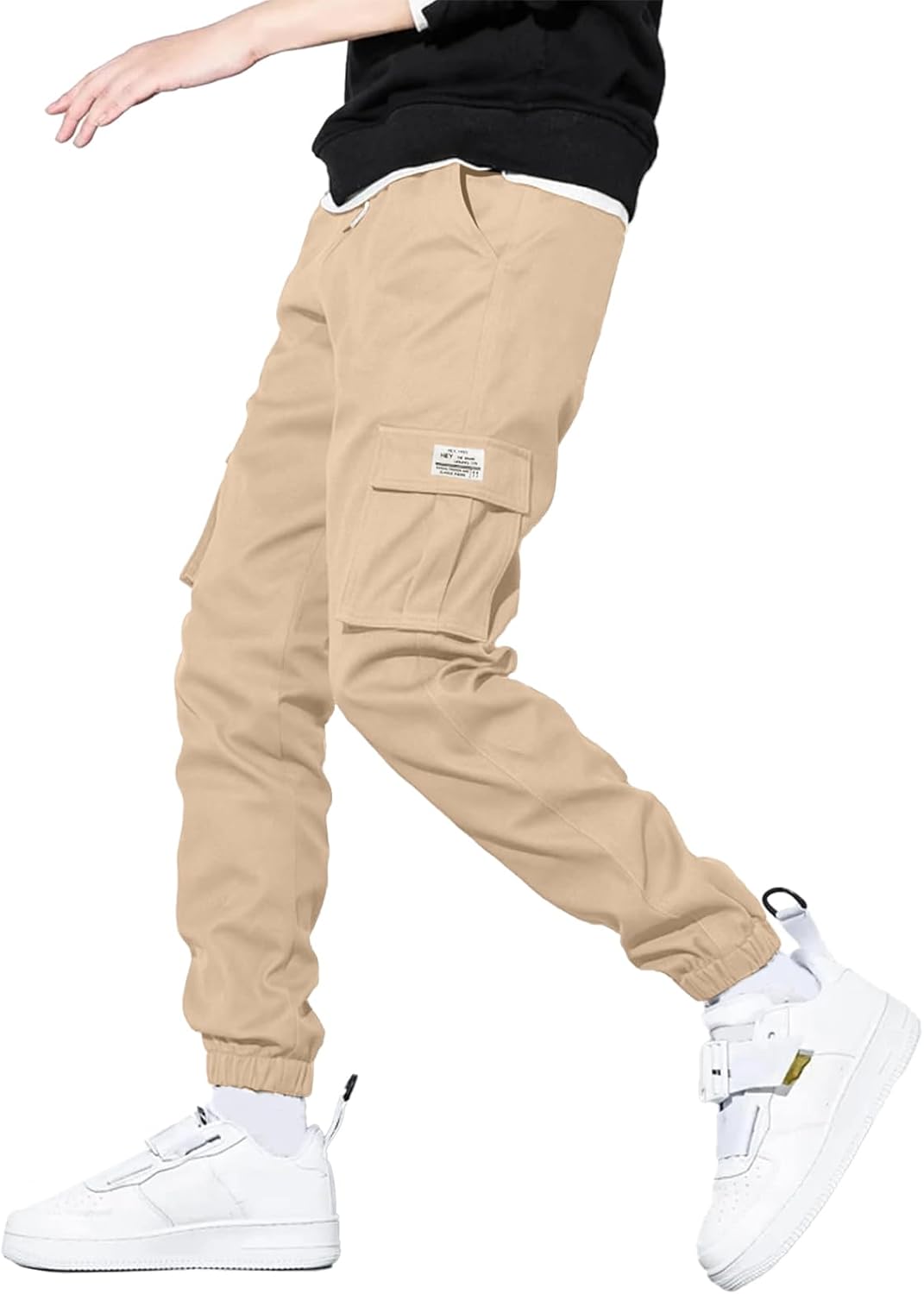 HOTake Men's Casual Cargo Pants with Elastic Waist and Pockets