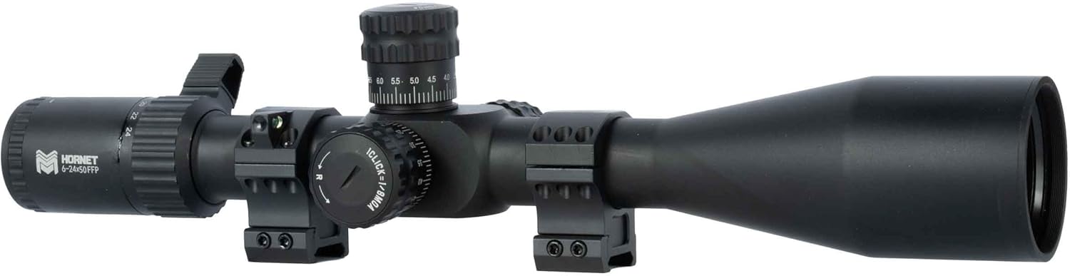 Monstrum Hornet 6-24x50 FFP Rifle Scope with Zero Stop Feature