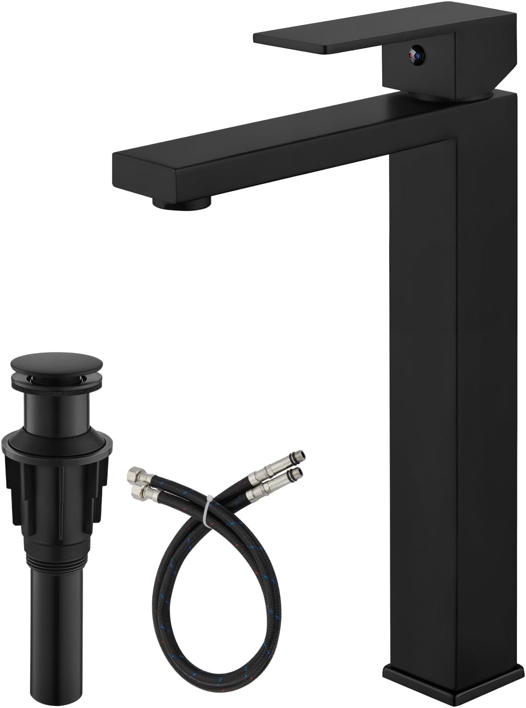 Modern Tall Bathroom Faucet with Unique Square Spout Design