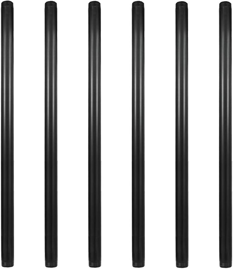 GeilSpace 6 Pack 3/4in 24in Pre-Cut Black Metal Pipe for DIY