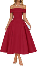 ZESICA Cocktail Dresses Off Shoulder Midi Dress - Flattering