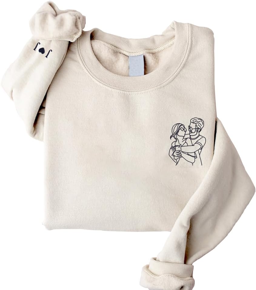 Custom Photo Embroidered Sweatshirts - Couple's Match
