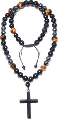 Triple Protection Healing Crystal Beads Necklace for Men - Triple