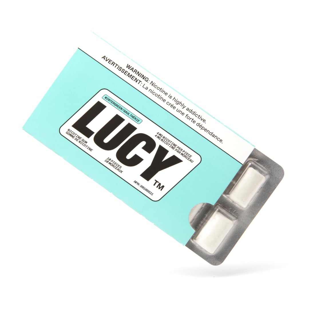 Lucy Nicotine Gum 4mg Wintergreen Flavor for On-The-Go Relief