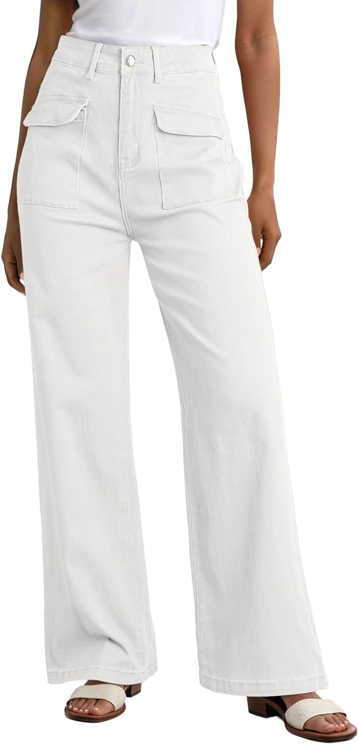 Dokotoo Womens Cargo Pants Baggy Wide Leg High Waist Casual