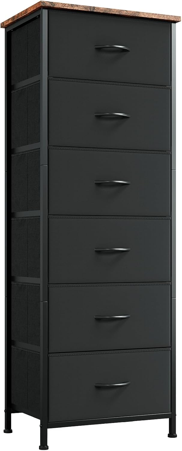 Somdot Tall Dresser with 6 Drawers and Side Pockets for Storage