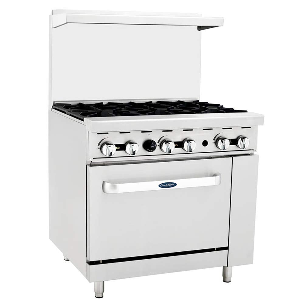 Atosa CookRite 36in Gas Range with Full-Size Oven and Backsplash