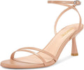 Womens Sandals Round Toe Low Heels Strappy Ankle - Comfortable Kitten
