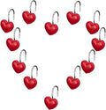 12 Pieces Red Heart Shower Curtain Hooks - Valentines Day Decor
