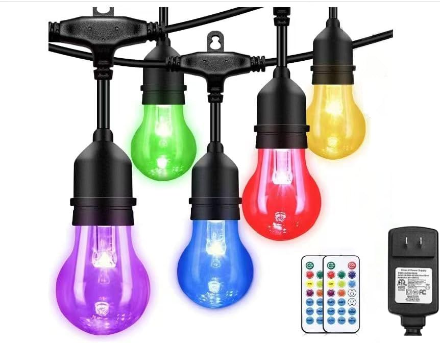 RGB Outdoor String Lights for Dimmable Color Changing Decor