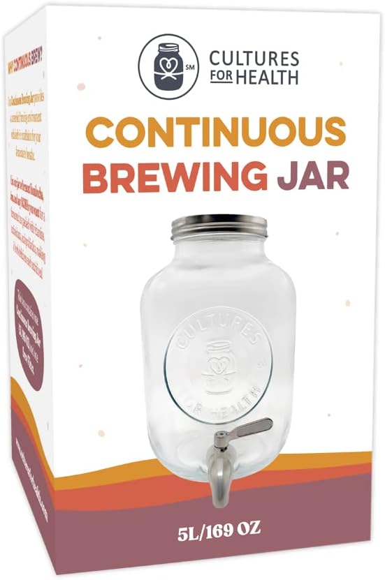 Continuous Kombucha Brewing Jar with Spigot for Easy Fermentation