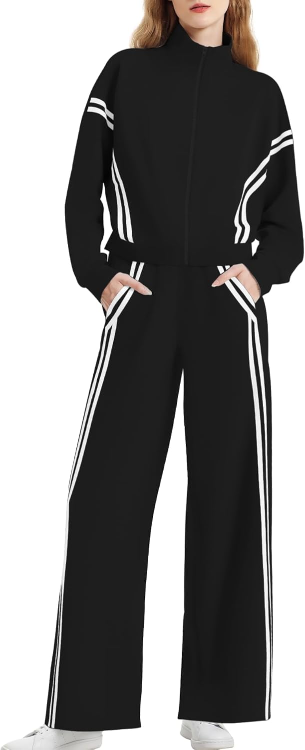 Women's 2 Piece Lounge Outfits Zip Up Sweat Set for Comfort
