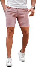 Mens Slim Fit Chino Shorts 7ft Inseam - Stretchy Elastic Waist