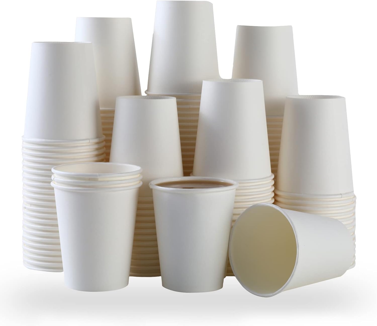 300 Pack 8 Oz Disposable Coffee Cups - Hot & Bulk!