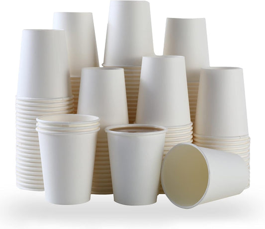 300 Pack 8 Oz Disposable Coffee Cups - Hot & Bulk!
