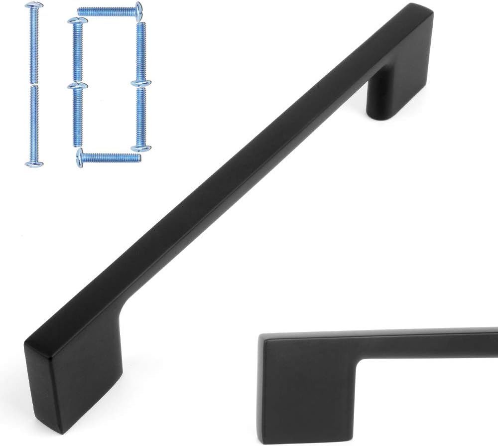 KOOFIZO Wide Foot Cabinet Bar Pulls - Black Modern Solid Handle