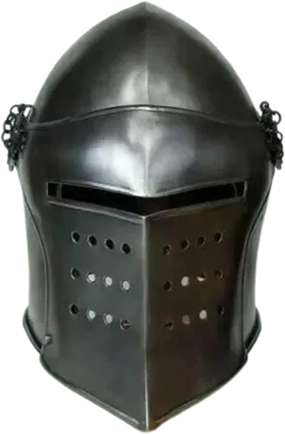 Templar Knight Black Barbuta Helmet - Authentic Medieval Armor