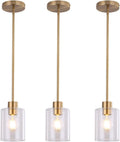 Brass Pendant Lights Kitchen Island - Clear Glass 3-Pack