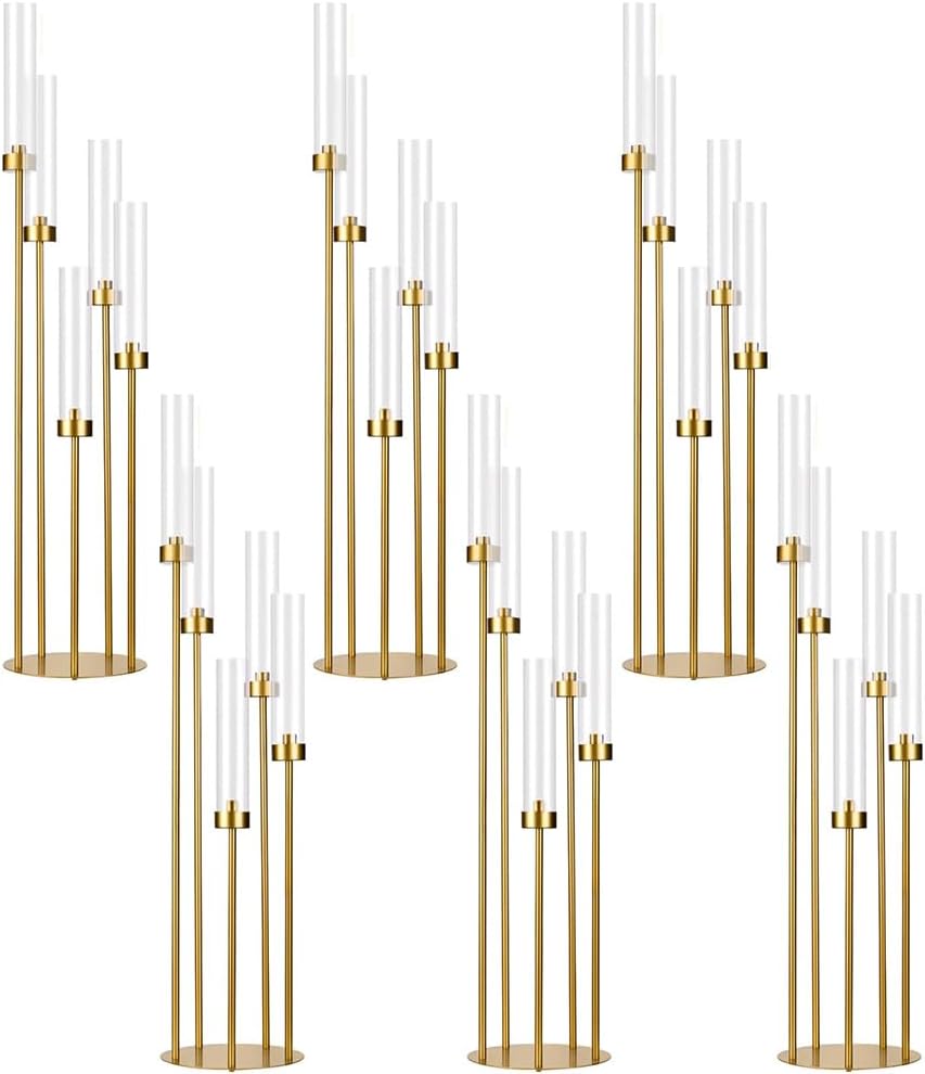 5 Arm Candle Holder for Wedding Table - Elegant Gold Candelabra