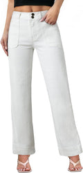 Sidefeel Women's Wide Straight Leg Jeans High Waist - Tummy Control