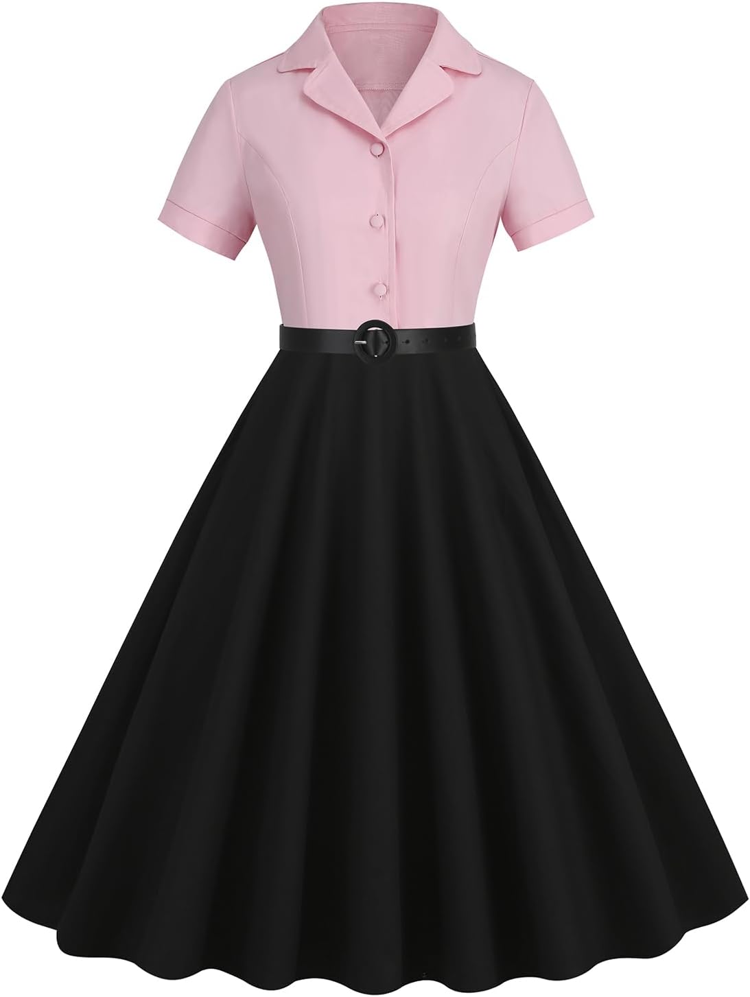 Women Vintage 1950s Retro Cocktail Party Swing Dress with Belt