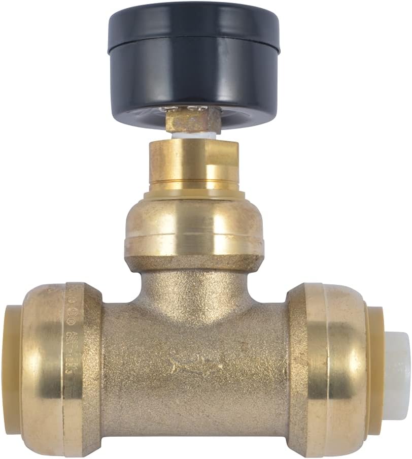 SharkBite 1 Inch Push to Connect Pressure Gauge Tee for Plumbing