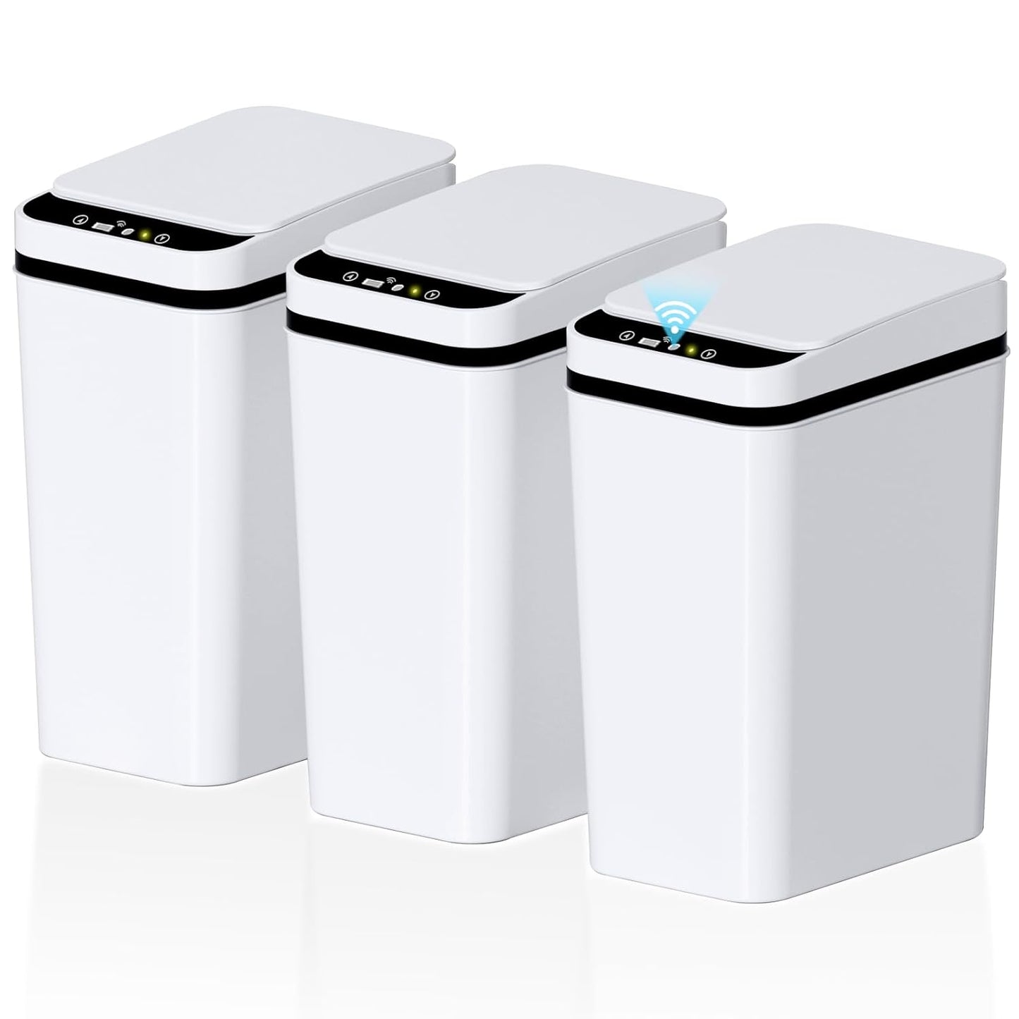 Touchless Automatic Bathroom Trash Can with Lid - 3 Pack