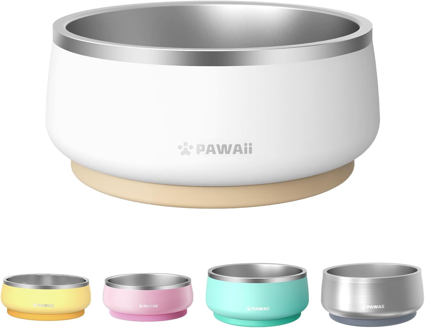 Pawaii Stainless Steel Dog Bowl with Non-Slip Base for Dogs