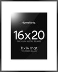 16 x 20 Picture Frame Black with 11x14 Mat - Modern Tempered Glass