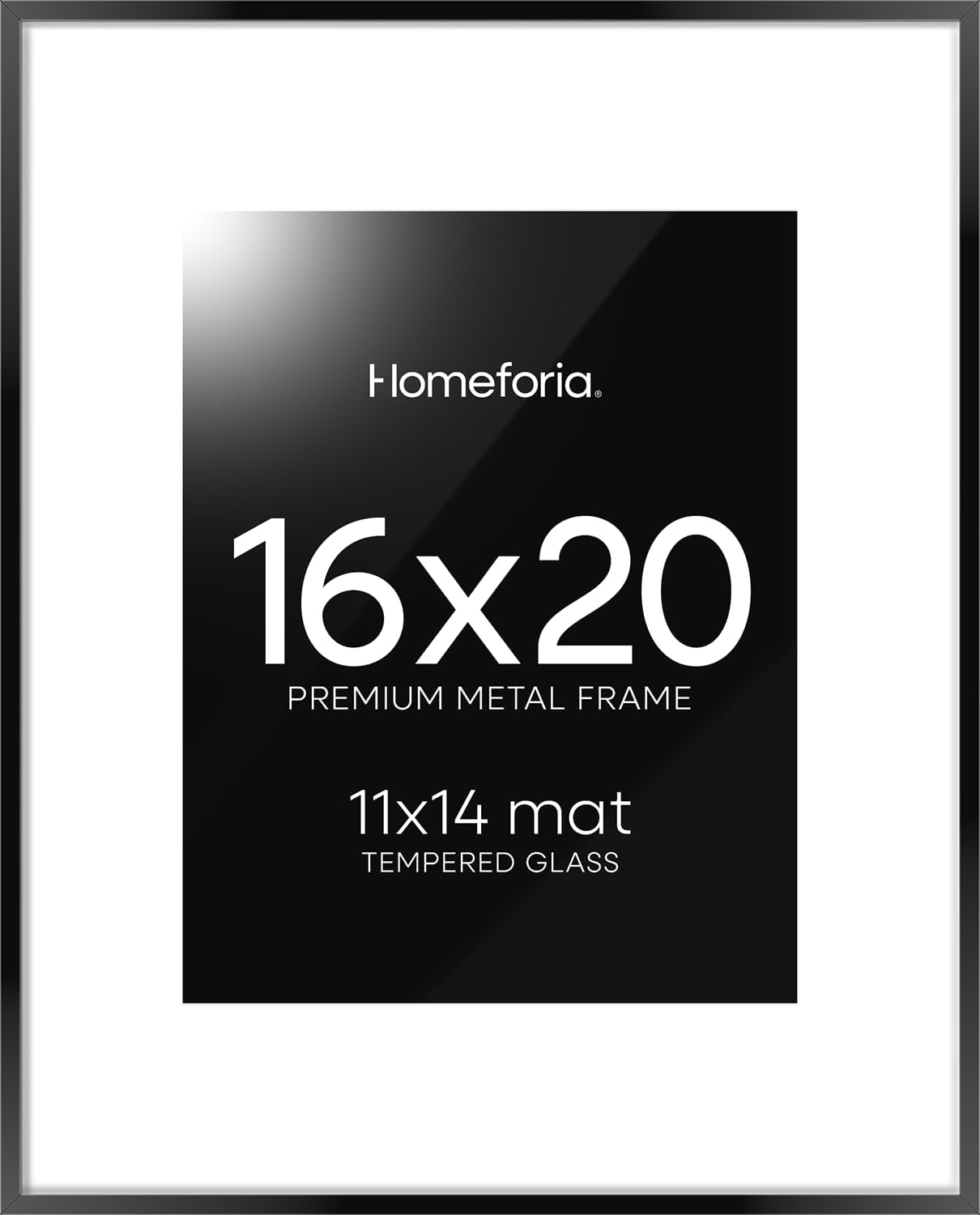 16x20 Picture Frame Black with Mat for 11x14 Photos, High End