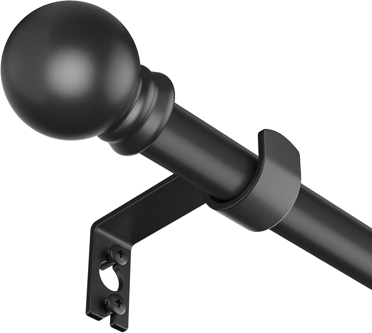 Adjustable Black Curtain Rod Set - Fits 32-48 Windows