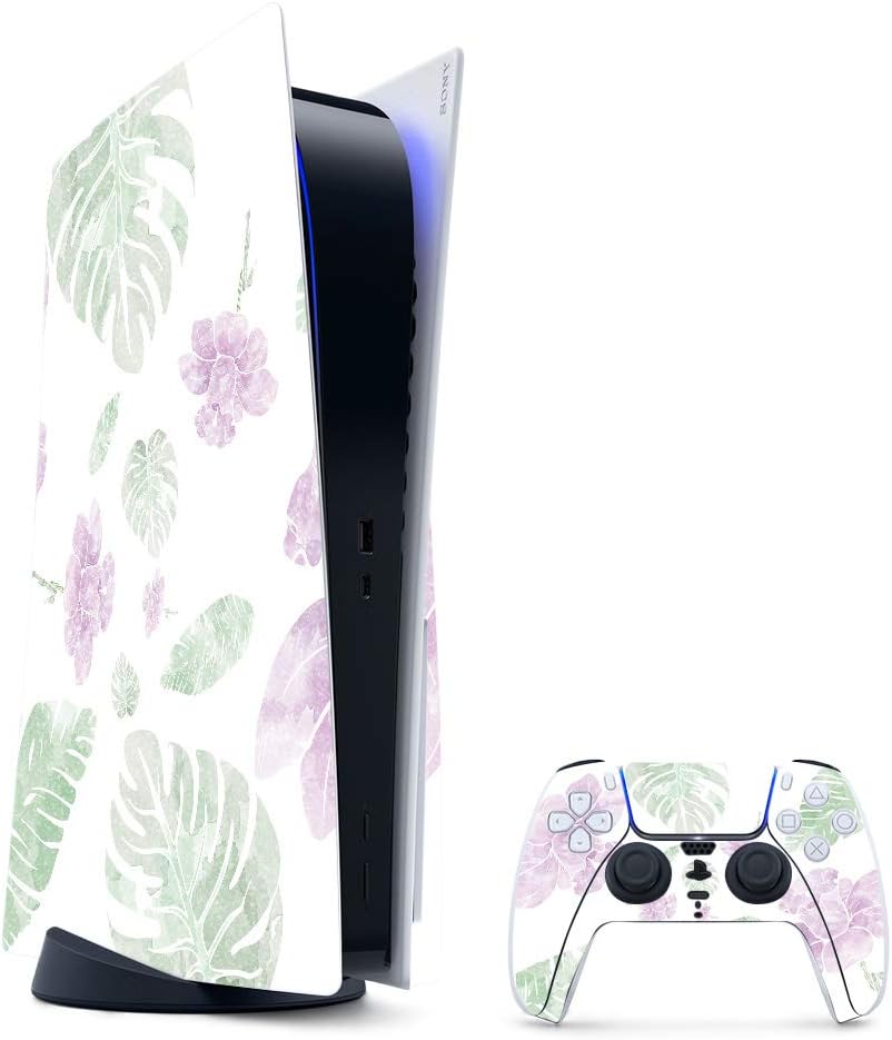 MightySkins Glossy Glitter Gaming Skin for PS5 - Water Color Flowers