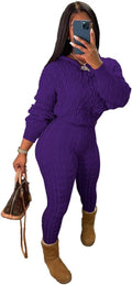 Two Piece Knit Sweater Set for Women - Chunky Hoodie & Pants