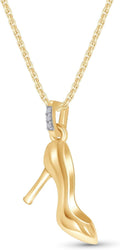 Round Cut White Cubic Zirconia High Heel Shoe Pendant Necklace - Chic