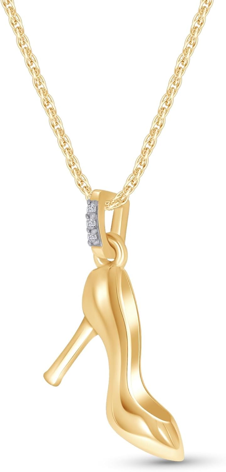 Round Cut White Cubic Zirconia High Heel Shoe Pendant Necklace