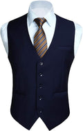 Mens Slim Fit Cotton Blend Suit Vest - HISDERN Wedding Waistcoat