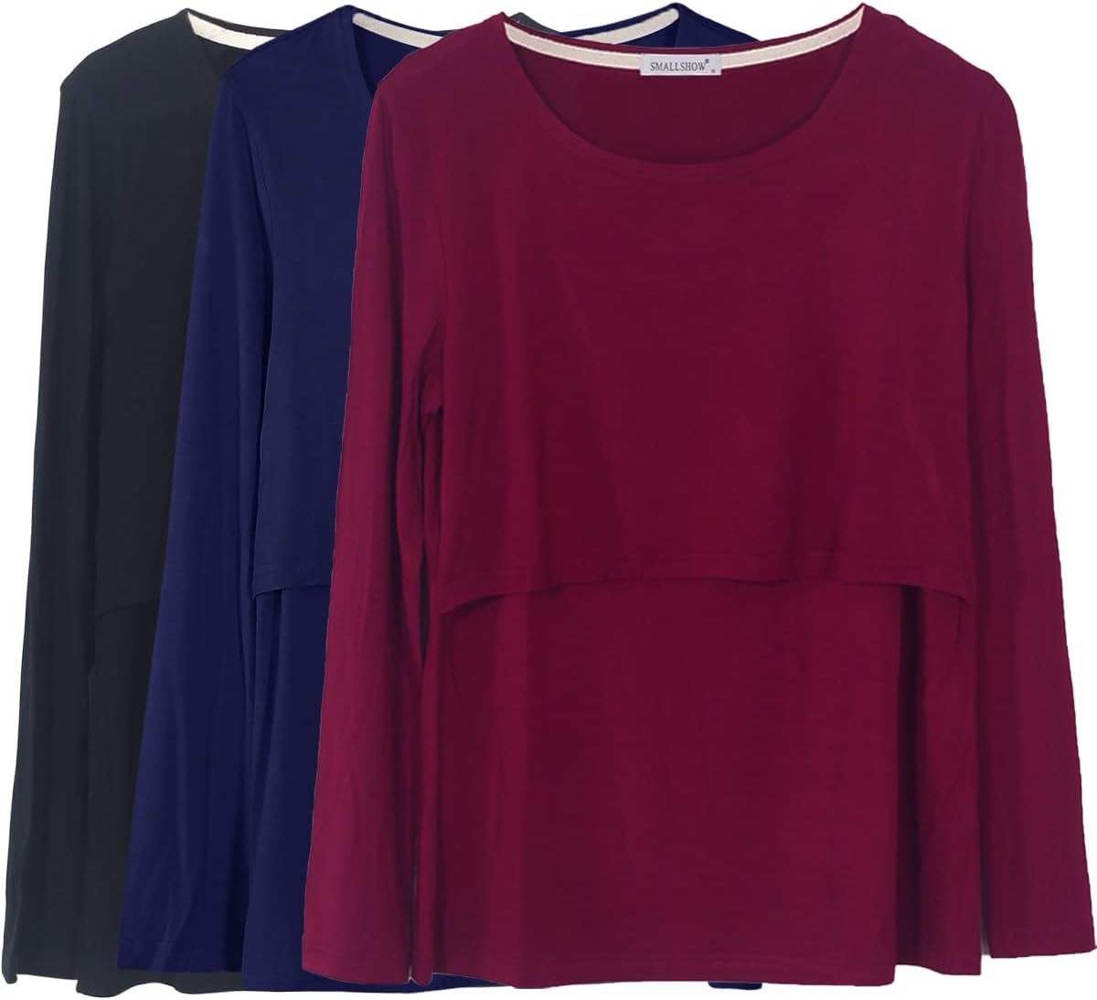 Smallshow Women's Nursing Tops Long Sleeve Shirts 3-Pack