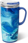 22oz Travel Mug Blue Lagoon - Insulated Tumbler with Handle