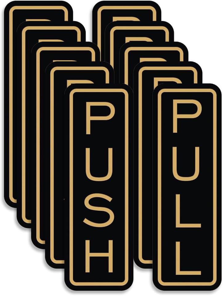 Classic Vertical Push Pull Door Signs for Glass Doors - 5 Pack