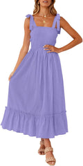Women's Boho Spaghetti Strap Maxi Dress - Summer Ruffle A Line