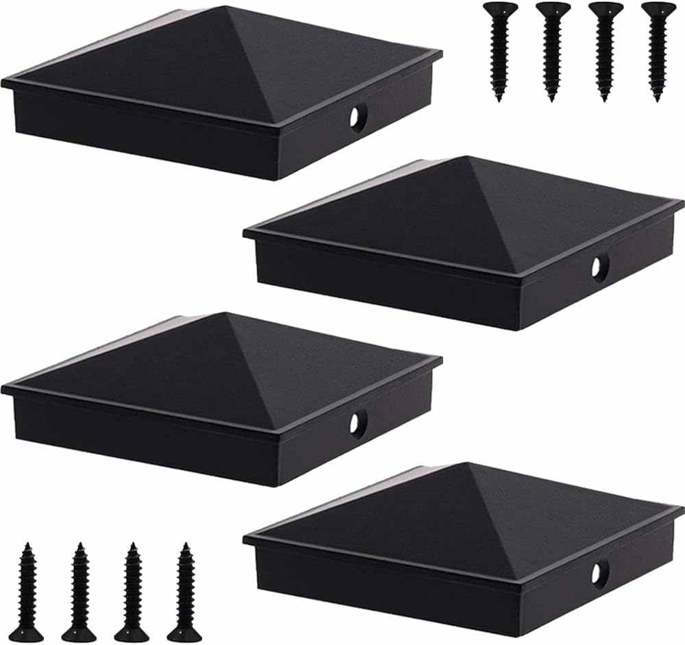 Azdele True I.D. 4-1/16in Aluminum Pyramid Post Caps for 4in Posts