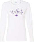 NCAA Thin Script Team Color Womens Long Sleeve T Shirt - K-State