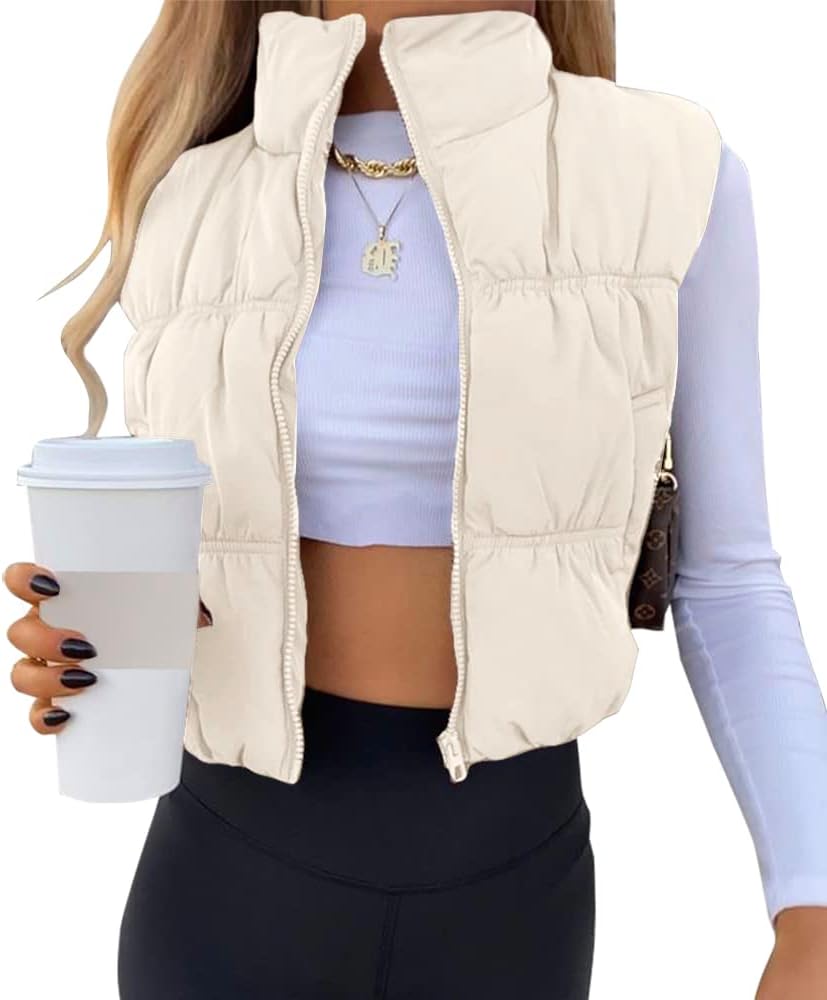 SySea Women's Crop Puffer Vest: Lightweight Sleeveless Warm Outerwear
