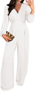 Pink Queen 2025 V Neck Wide Leg Jumpsuit - Dressy & Comfortable