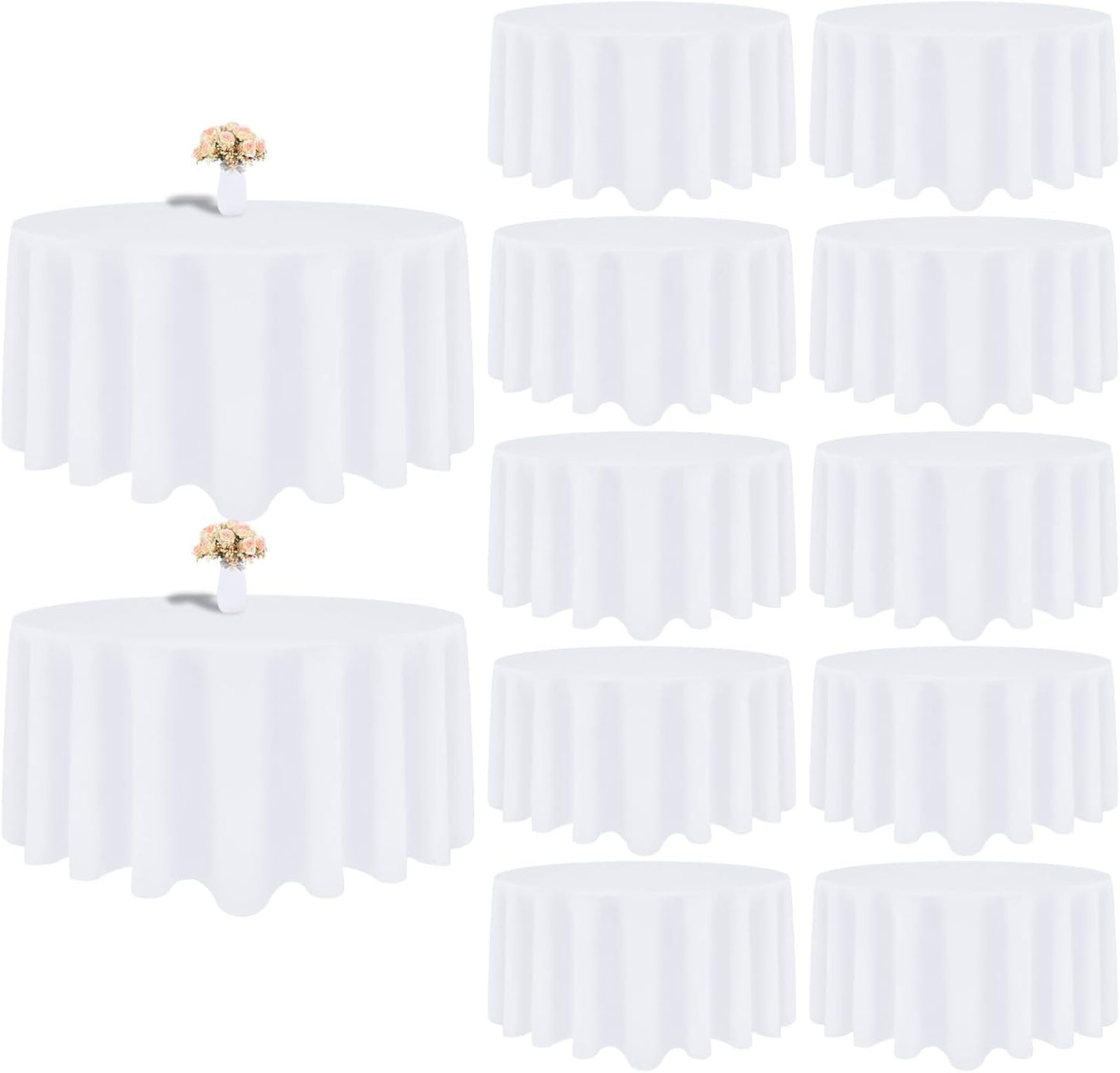 12 Pack White Round Tablecloths for Elegant Events and Parties