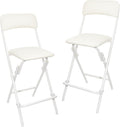 Folding Stool with Footrest, 24 in Height - Compact Comfortable