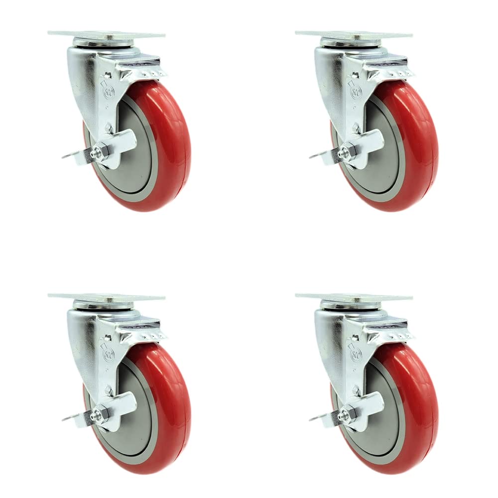 Avantco HPCASTWB Replacement Caster Set with 5 Inch Red Wheels